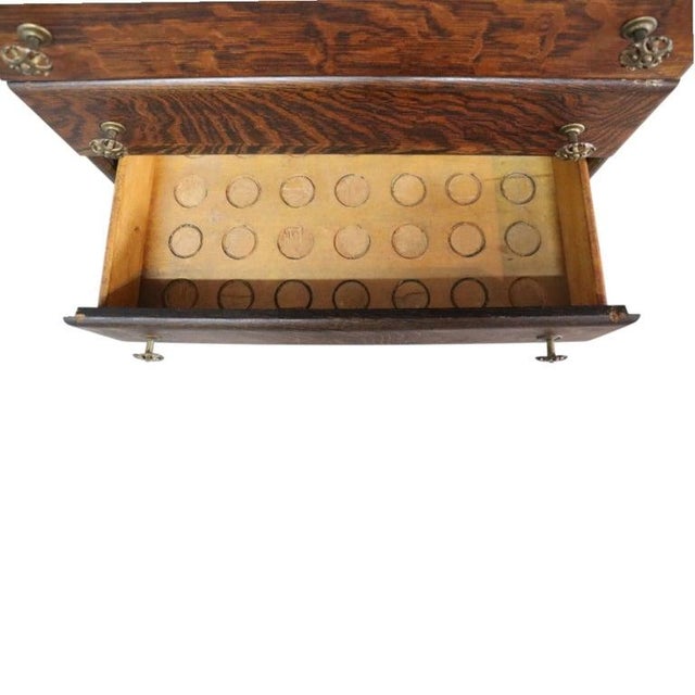 Thomas Edison Edison Quarter Sawn Oak 6 Drawer Cylinder Cabinet & 43 Cylinders C1890, Attributed For Sale - Image 4 of 15