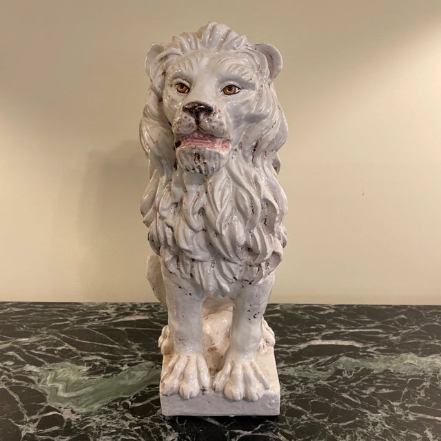 Mid-Century Modern Mid 20th Century Italian Glazed Teracotta Lion For Sale - Image 3 of 6