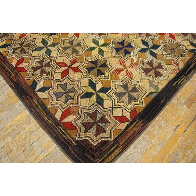 Taupe Iconic, Lovely and Symmetrical Design With Multi Tones Colors American Hooked Rug For Sale - Image 8 of 9