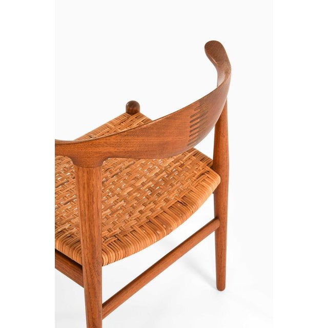 Wood Scandinavian Modern JH-505 Cowhorn Chair in Teak and Cane attributed to Hans J. Wegner, 1952 For Sale - Image 7 of 10