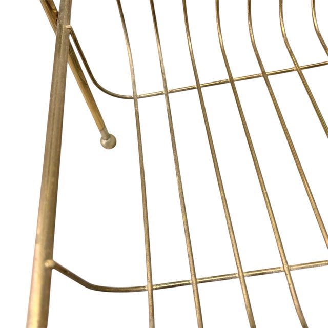 Vintage Hollywood Regency MCM Heavy Brass Freestanding Floor Towel Rack Shelf For Sale - Image 4 of 9