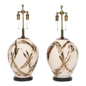 Large Pair of Raku Ware Lamps Designed for Steve Chase