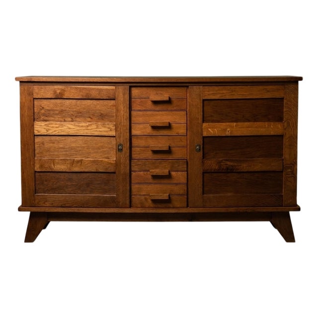 Mid-Century French Reconstruction Oak Sideboard by René Gabriel, 1940s For Sale