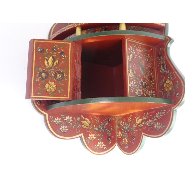 Vintage Hand Painted Red Wall Corner Cabinet, 1960s For Sale - Image 9 of 11