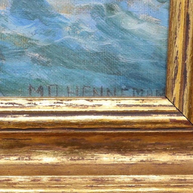 1920s Oil on Board Painting of a Maine Coastal Scene Signed by Mo Henneman C1920 For Sale - Image 5 of 12