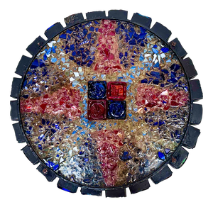 Large Brutalist Art Glass Wall Lamp with Zodiac Motifs by Erik Höglund for Kosta Boda, Sweden, 1960s