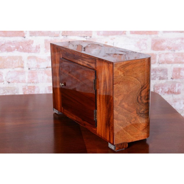1920s Art Deco Table Clock in Walnut, Czech, 1920s For Sale - Image 5 of 11