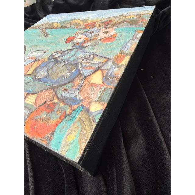 2020s 12” Encaustic BayArea Painting on Antique Collage Hartman For Sale - Image 5 of 7