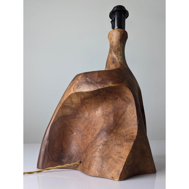 Modern Sculptural Table Lamp in Carved Olive Wood, 1970s For Sale - Image 17 of 18