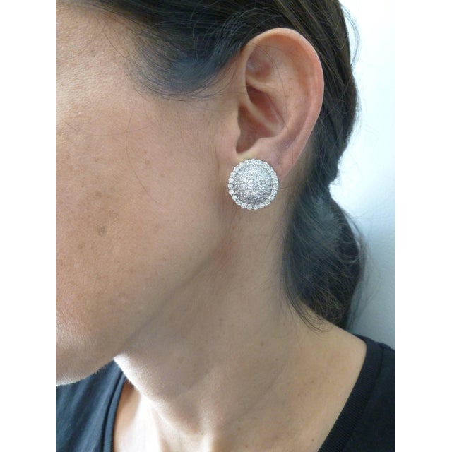 Italian 18 Karat Gold and Diamond Pierced Lever Back Dome Earrings - 2 Pieces For Sale - Image 11 of 12