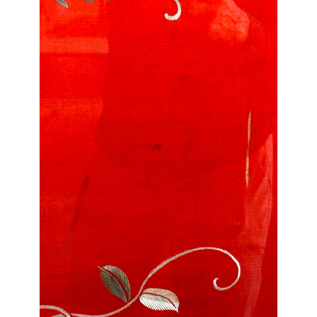 Early 20th Century Large Antique Chinese Red Silk Sedan Chair Cover For Sale - Image 5 of 6