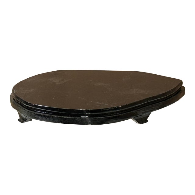 4.5" Black Wood Uneven Oval Shape Display Stand Riser Easel For Sale