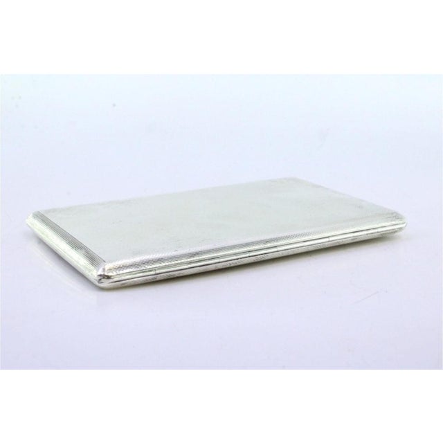 Guilloche Silver Cigarette Case with Interior Cigarette Ribbon and Hinged Lid For Sale - Image 5 of 8
