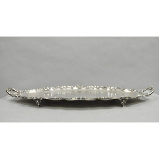 Antique Wallace Baroque Large Silver Plated Serving Bar Tray With Handles For Sale - Image 12 of 12
