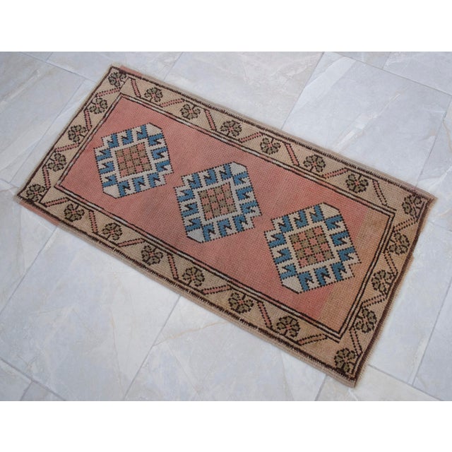 Textile Hand Knotted Turkish Rug Low Pile Muted Small Rug Entry Decor Kitchen Mat - 1'9" X 3'4" For Sale - Image 7 of 11