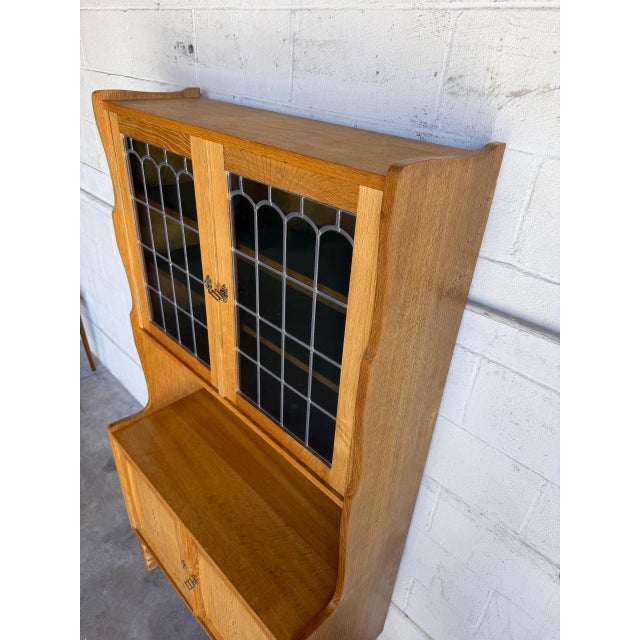 1960s Vintage Oak Hutch Cabinet With Glass Door Denmark 1970s For Sale - Image 5 of 10