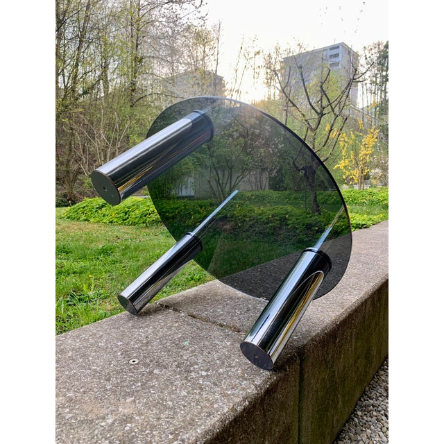 Space Age Sofa Table in Chrome and Smoked Glass, 1970s For Sale - Image 6 of 13
