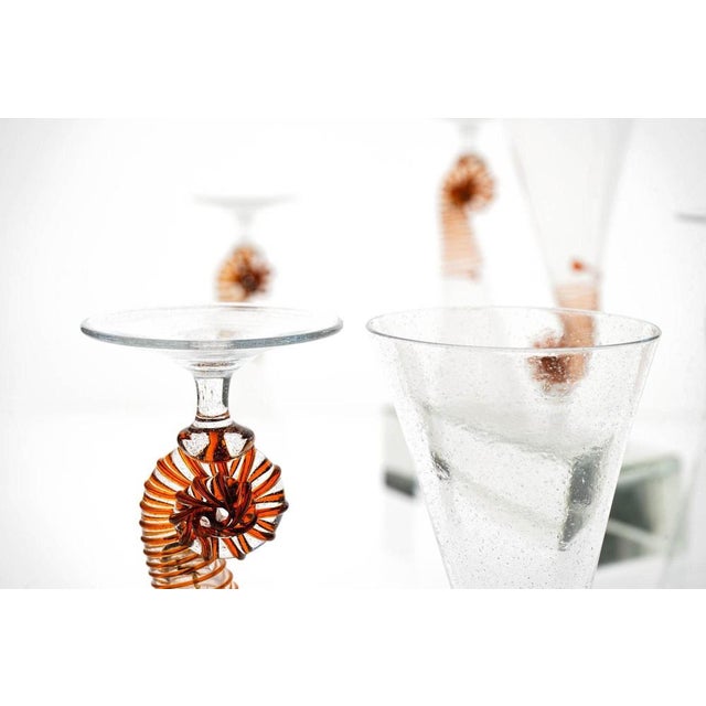 Amber Murano Glass and Pulegoso Nautilus Flutes from Cenedese, 1950s, Set of 6 For Sale - Image 12 of 18