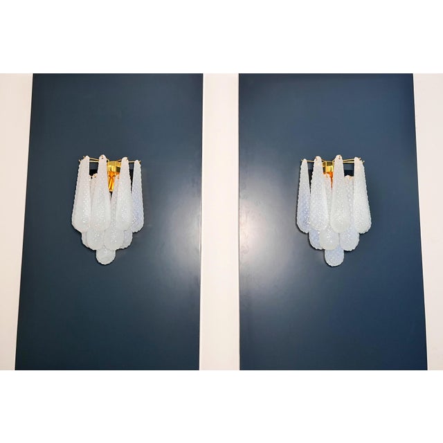 Vintage Opaline Glass Petals Drop Wall Sconces, 1990, Set of 2 For Sale - Image 6 of 18