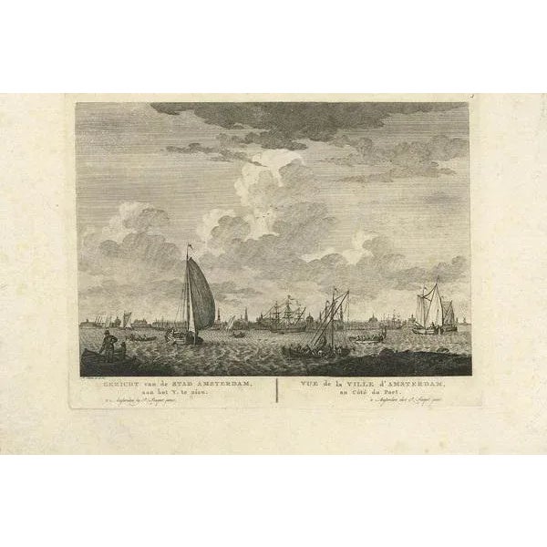H. Schouten, View of Amsterdam from the IJ Dock, Paper For Sale - Image 4 of 7