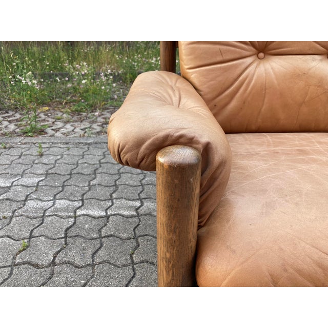 Vintage Cognac Caramel Aniline Leather Sofa, 1970s For Sale - Image 6 of 18
