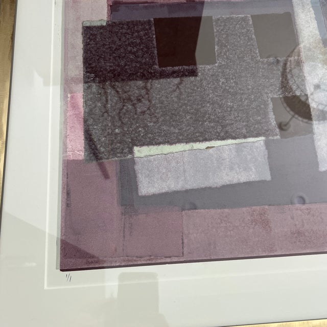 Original Signed and Framed Geometric Abstract Monotype Artwork For Sale - Image 4 of 8