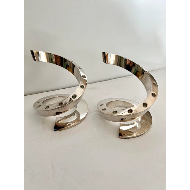 Dansk Spiral Candle Holders - a Pair For Sale - Image 10 of 11