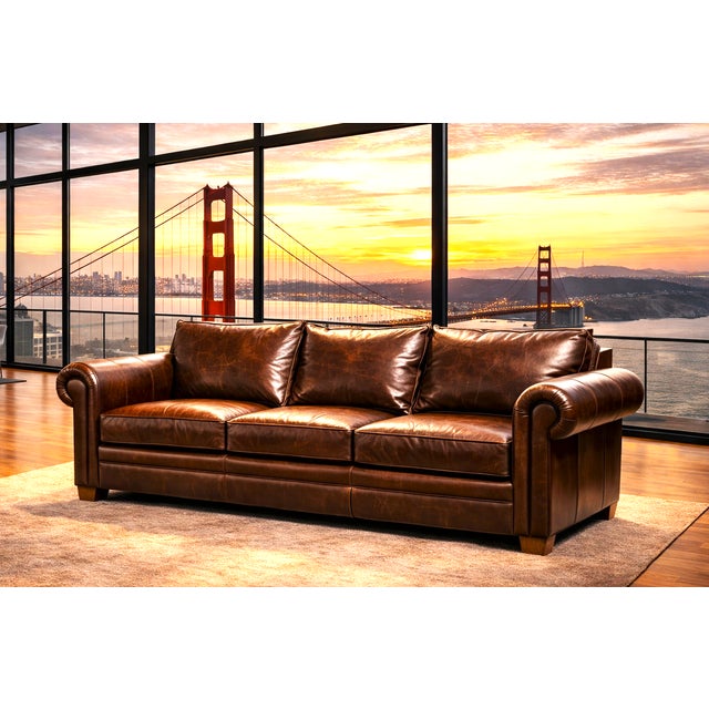 Brown Concorde Rolled Arm Sofa For Sale - Image 8 of 8