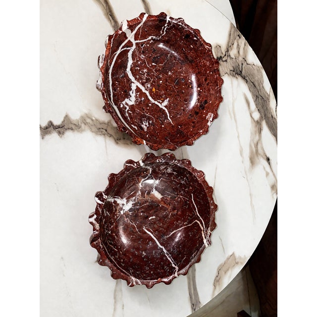 Handmade Ruffled Stone Bowl – Sculptural Polished Decorative Bowl, 10" X 3.5" For Sale In New York - Image 6 of 7