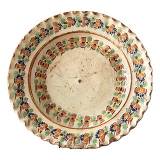 Swiss Polychrome Slipware Floral Dish from Langnau, 1700s For Sale