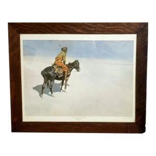 Vintage Frederic Remington Western Landscape Framed Fine Art Print For Sale