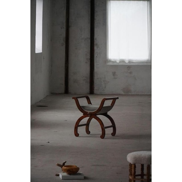 Traditional Early 1900s Empire Danish Piano Stool with Velvet Seat For Sale - Image 3 of 12