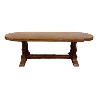 Antique French Country Dining Table Farmhouse Double Baluster Honey Oak 1930s For Sale