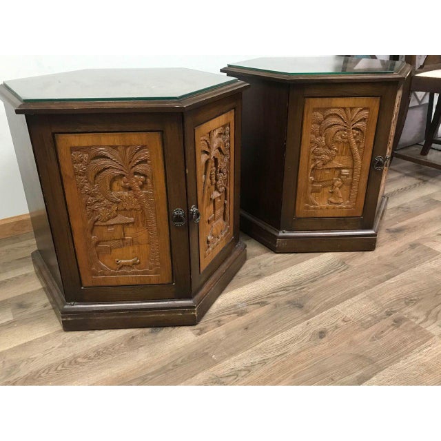 20th Century Asian Hand Carved End Side Tables a Pair Chairish