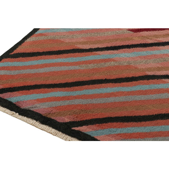 Traditional Vintage Zeki Müren Rug in Pink With Polychromatic Stripes by Rug & Kilim For Sale - Image 3 of 6