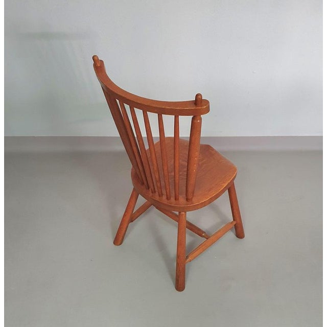 Spindle Back Dining Chairs in Oak from De Ster Geldermalsen with Carved Backrests, 1960s, Set of 6 For Sale - Image 13 of 18