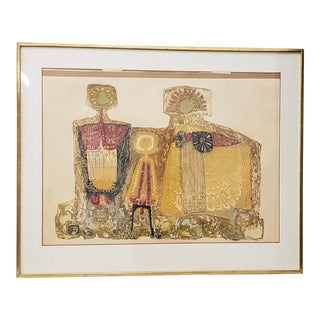 Mid Century Modern "Family Group" Etching With Aquatint 1970 For Sale