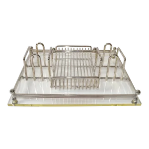 1970 American Mid-Century Modern Silver Plate Lucite Buffet Caddy