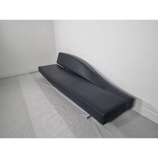 Aspen Chaise Lounge in Dark Charcoal Leather by B&B Itjean-Marie Massaud for Cassina For Sale - Image 6 of 7