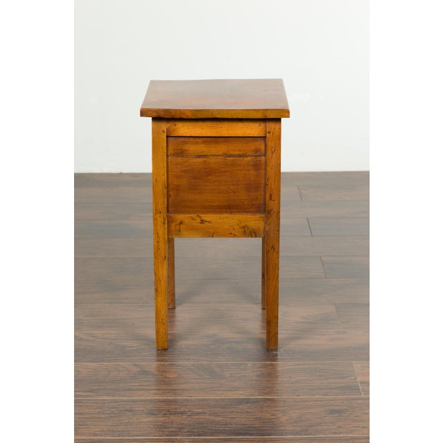 Petite French 1870s Walnut Side Table with Tambour Door and Tapering Legs For Sale - Image 9 of 10