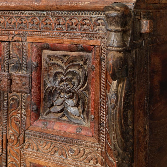 Brown Carved Dowry Chest For Sale - Image 5 of 12