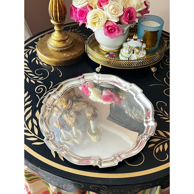 Poole Sterling Silver Tray in the "Chippendale" Pattern 13 5/8 and 35.73 Ozt. // Midcentury .925 Silver Platter // Hollowware For Sale - Image 9 of 11
