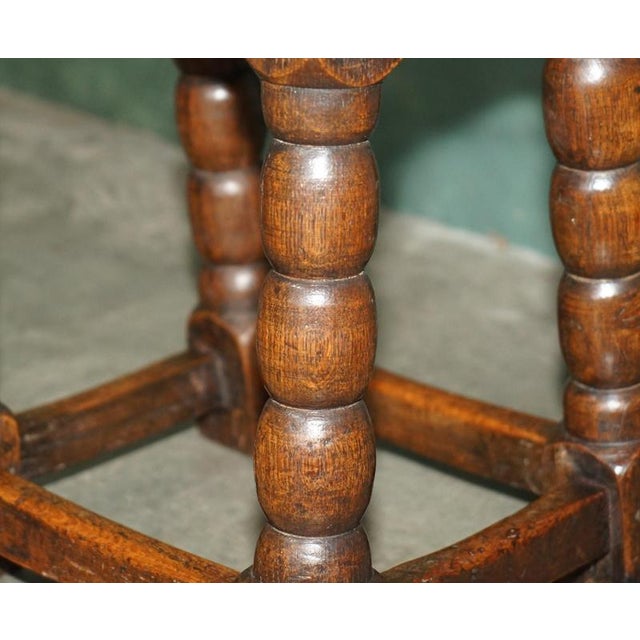 English Oak Bobbin Turned Joint Stool, 1700s For Sale - Image 12 of 18