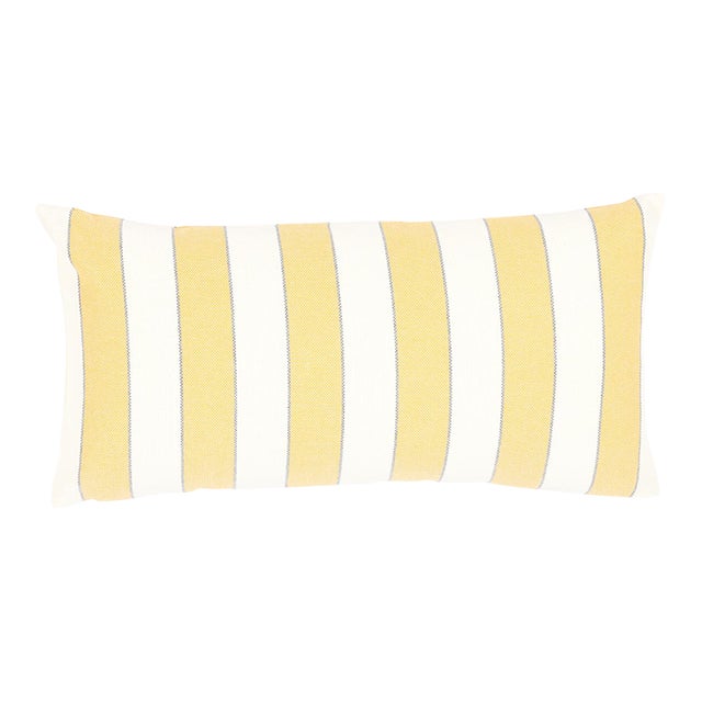 Schumacher Blumont Indoor/Outdoor 24" Lumbar Pillow in Yellow For Sale