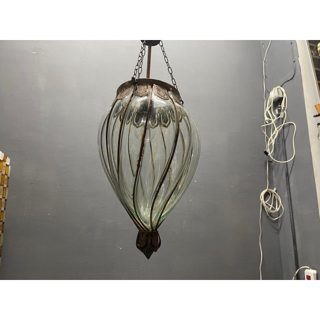 Wrought Iron and Murano Glass Light Pendant, 1950s For Sale - Image 9 of 18