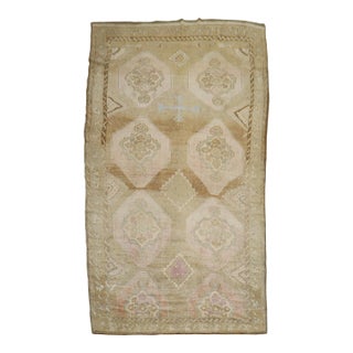 20th Century Pink Brown Beige Turkish Kars Anatolian Gallery Rug For Sale
