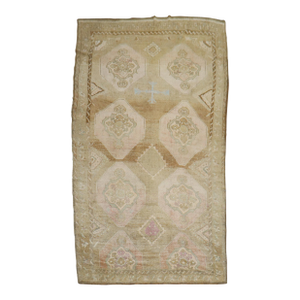 20th Century Pink Brown Beige Turkish Kars Anatolian Gallery Rug