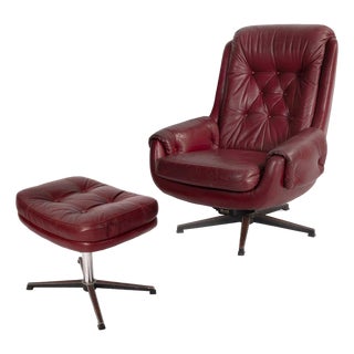 Set of Leather Armchair and Ottoman from Peem, 1970s For Sale