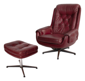 Set of Leather Armchair and Ottoman from Peem, 1970s