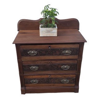 Antique Eastlake Walnut Dresser | Late 19th Century | Professionally Restored | Original Hardware For Sale